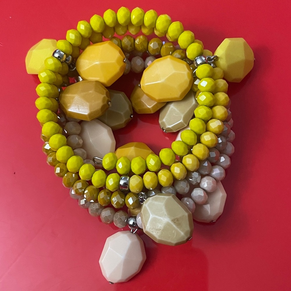 SASSY JONES Malia Various Yellows and Cream Beaded Bracelet Set